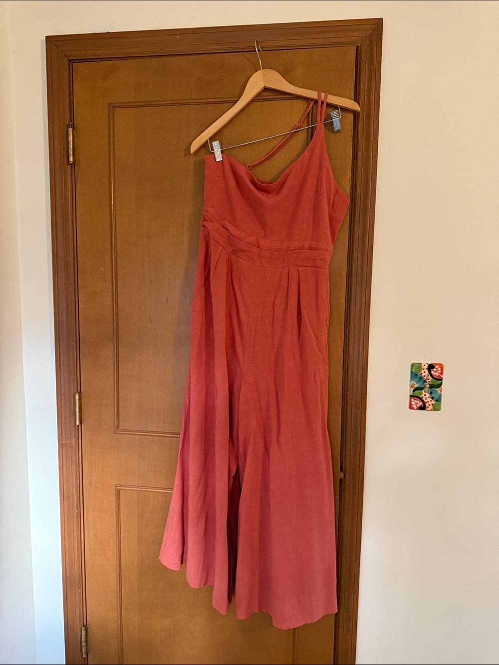 Wide Leg Jumpsuit in Rust Red - Sleeveless, Flowing Silhouette